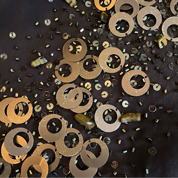 Vintage 90’s 100% Silk Dress Silk Slip Dress Beaded Raindrop Tiered Fairy Prom - Picture 11 of 15